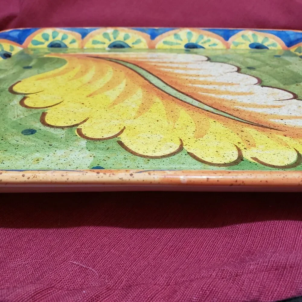 Archer Anita Mary Bellini Piu Italy Made Multicolor ceramic Tray Handles 14